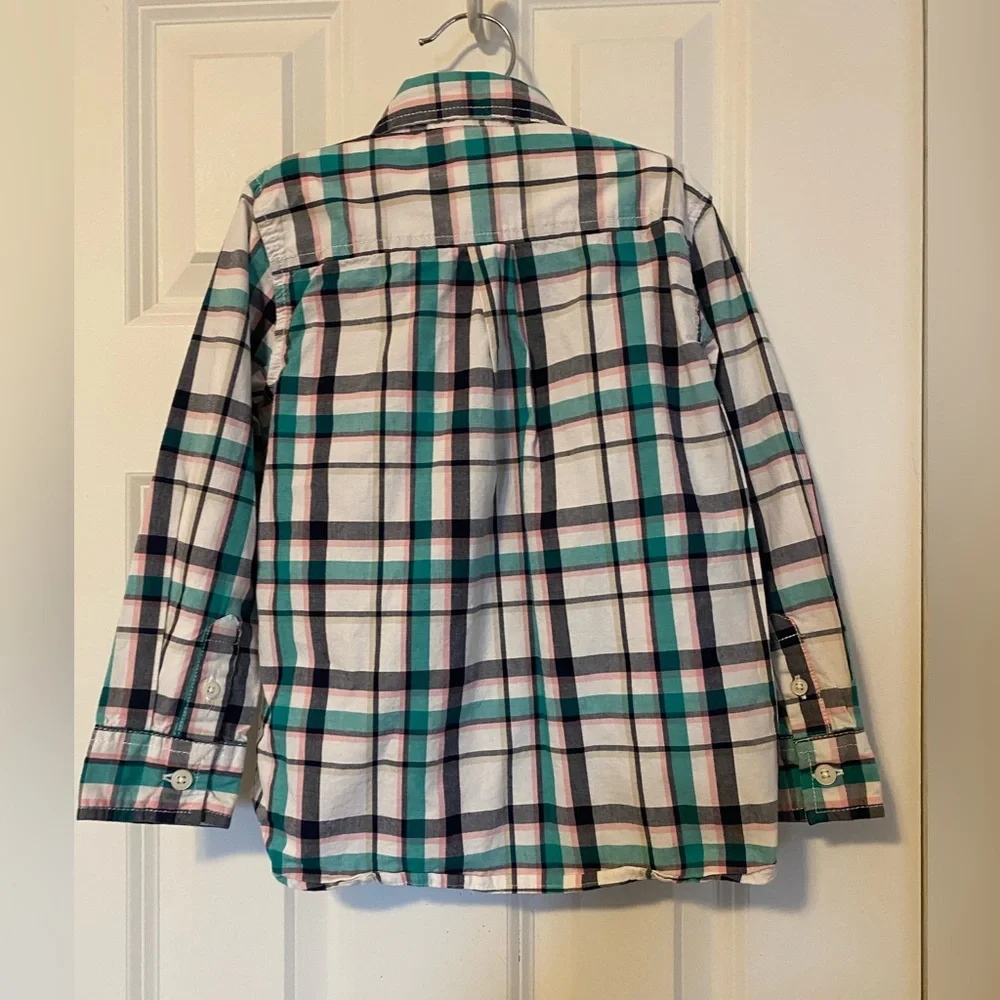 Kids Plaid Shirt - Green and White